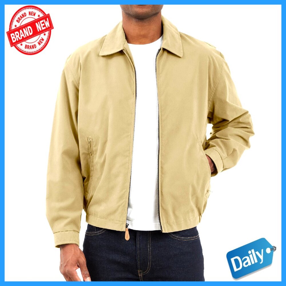 Men's Zip-Front Golf Jacket Lightweight Polyester Microfiber Blend Casual Sporty
